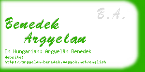 benedek argyelan business card