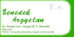 benedek argyelan business card